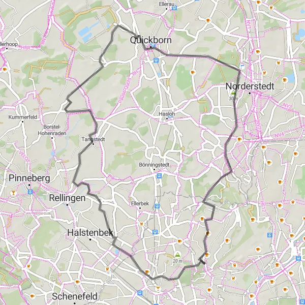 Karten-Miniaturansicht der Radinspiration "Rund um Niendorf" in Hamburg, Germany. Erstellt vom Tarmacs.app-Routenplaner für Radtouren