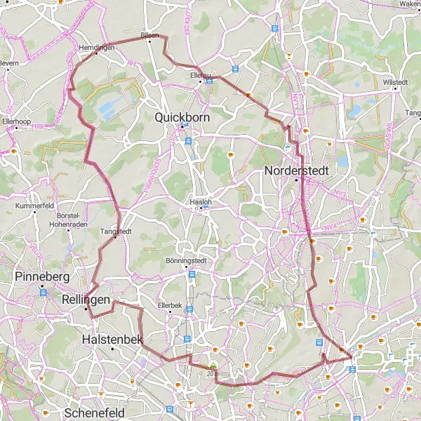 Map miniature of "Ohlsdorf to Tangstedt Loop" cycling inspiration in Hamburg, Germany. Generated by Tarmacs.app cycling route planner