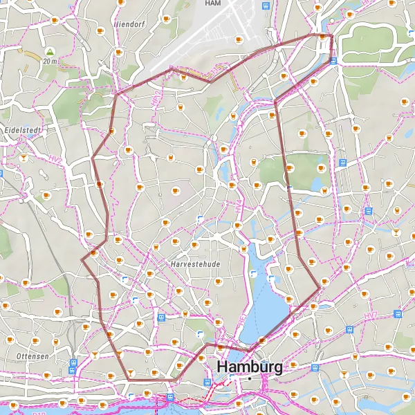 Map miniature of "Ohlsdorf to Schauermanns Park Loop" cycling inspiration in Hamburg, Germany. Generated by Tarmacs.app cycling route planner