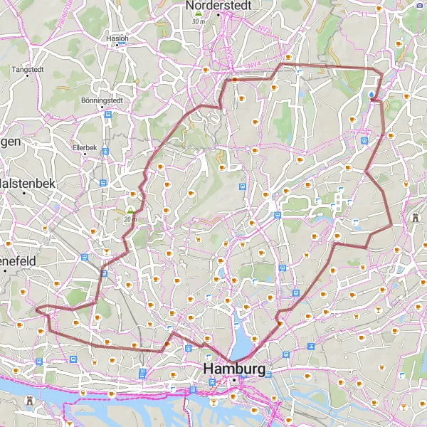 Map miniature of "Urban Gravel Adventure: Osdorf to Eimsbüttel" cycling inspiration in Hamburg, Germany. Generated by Tarmacs.app cycling route planner