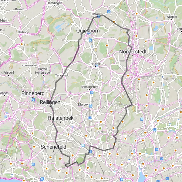 Map miniature of "Northwestern Loop" cycling inspiration in Hamburg, Germany. Generated by Tarmacs.app cycling route planner