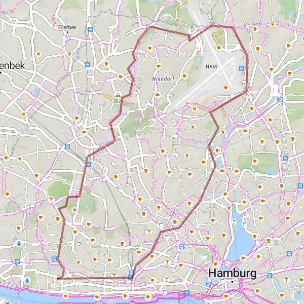 Karten-Miniaturansicht der Radinspiration "Grünes Alster-Elbe-Ufer" in Hamburg, Germany. Erstellt vom Tarmacs.app-Routenplaner für Radtouren