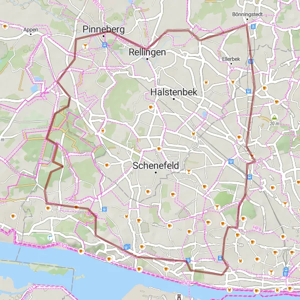 Map miniature of "Othmarschen and Surrounding Nature" cycling inspiration in Hamburg, Germany. Generated by Tarmacs.app cycling route planner