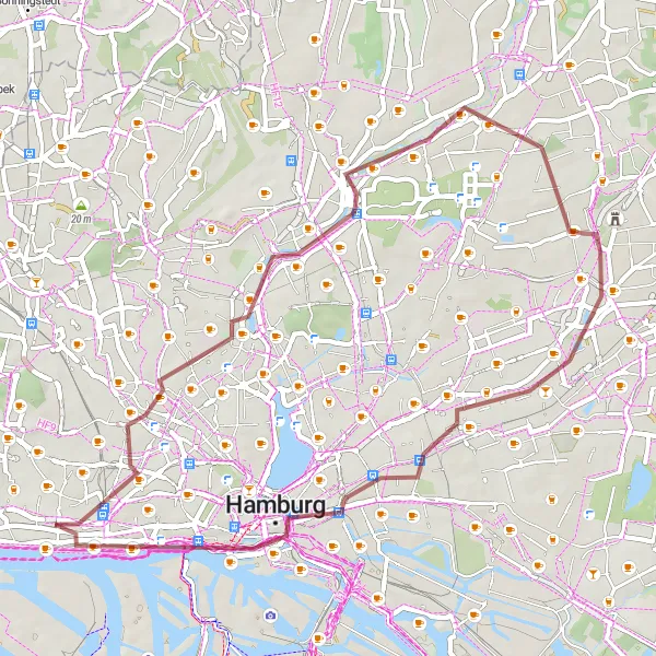 Map miniature of "Ottensen to Dockland via Altona" cycling inspiration in Hamburg, Germany. Generated by Tarmacs.app cycling route planner