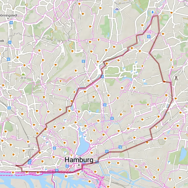 Karten-Miniaturansicht der Radinspiration "Äußere Bezirke Hamburgs per Rad erkunden" in Hamburg, Germany. Erstellt vom Tarmacs.app-Routenplaner für Radtouren