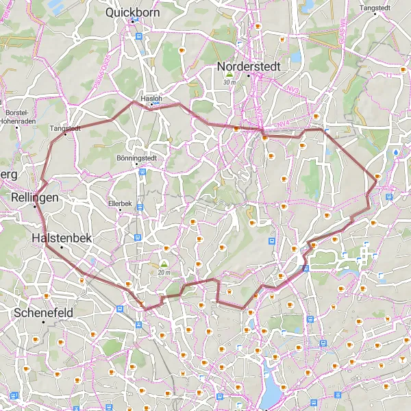 Karten-Miniaturansicht der Radinspiration "Abwechslungsreiche Tour um Hamburg" in Hamburg, Germany. Erstellt vom Tarmacs.app-Routenplaner für Radtouren