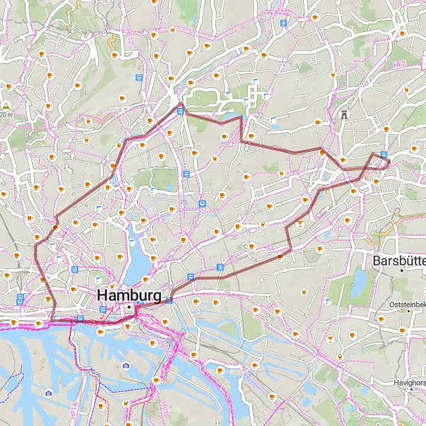 Map miniature of "City and Countryside Ride" cycling inspiration in Hamburg, Germany. Generated by Tarmacs.app cycling route planner