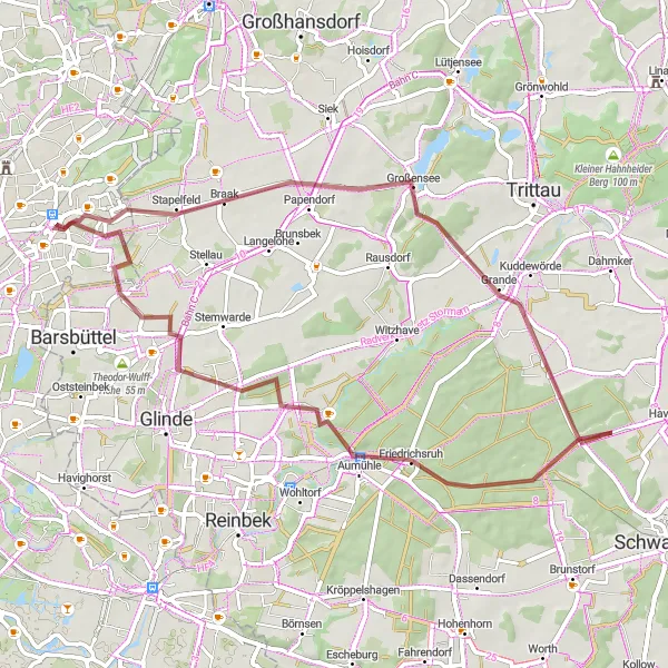 Map miniature of "Lake-side Loop" cycling inspiration in Hamburg, Germany. Generated by Tarmacs.app cycling route planner