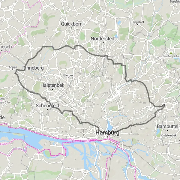 Map miniature of "Hamburg and Schenefeld Loop" cycling inspiration in Hamburg, Germany. Generated by Tarmacs.app cycling route planner