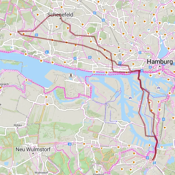 Karten-Miniaturansicht der Radinspiration "Hafenrundfahrt von Osdorf nach Rissen" in Hamburg, Germany. Erstellt vom Tarmacs.app-Routenplaner für Radtouren