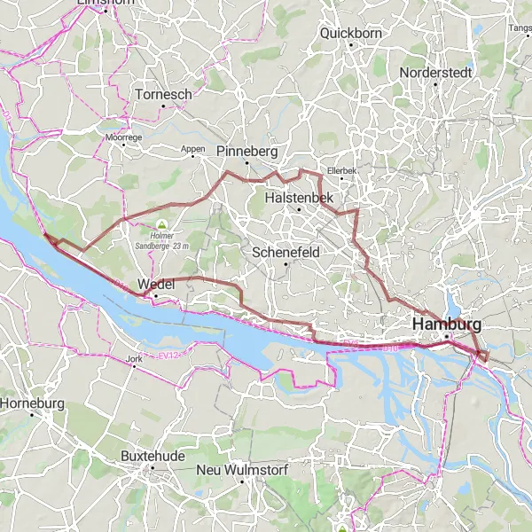 Karten-Miniaturansicht der Radinspiration "Faszinierende Elbtalaue Tour" in Hamburg, Germany. Erstellt vom Tarmacs.app-Routenplaner für Radtouren