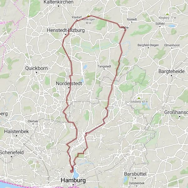 Map miniature of "Gravel Adventure through Hamburg Forests" cycling inspiration in Hamburg, Germany. Generated by Tarmacs.app cycling route planner