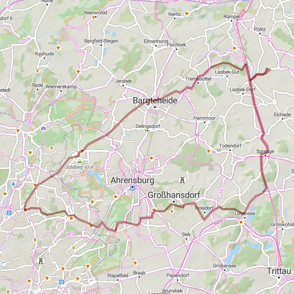 Map miniature of "Sasel to Terrasse Seehof" cycling inspiration in Hamburg, Germany. Generated by Tarmacs.app cycling route planner