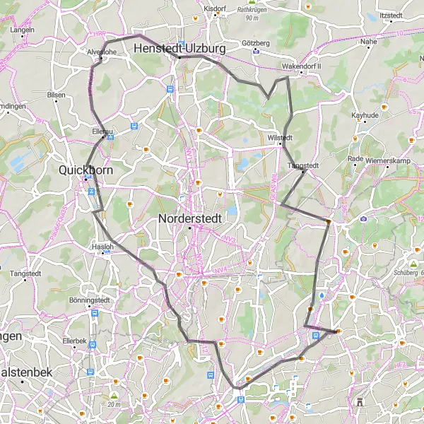 Karten-Miniaturansicht der Radinspiration "Radtour von Sasel nach Alveslohe" in Hamburg, Germany. Erstellt vom Tarmacs.app-Routenplaner für Radtouren