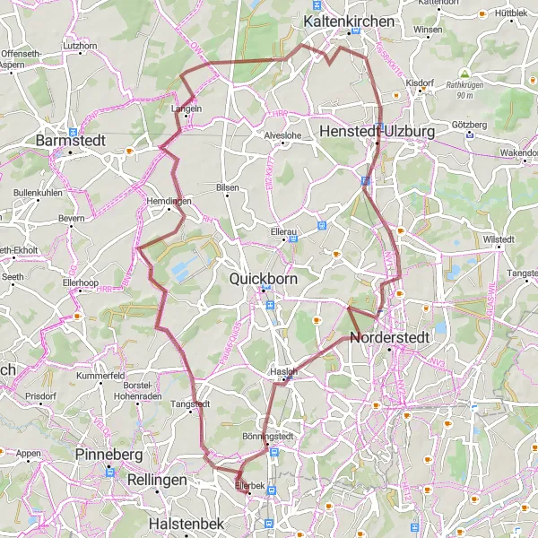 Karten-Miniaturansicht der Radinspiration "Gravel-Tour nach Tangstedt und Hemdingen" in Hamburg, Germany. Erstellt vom Tarmacs.app-Routenplaner für Radtouren
