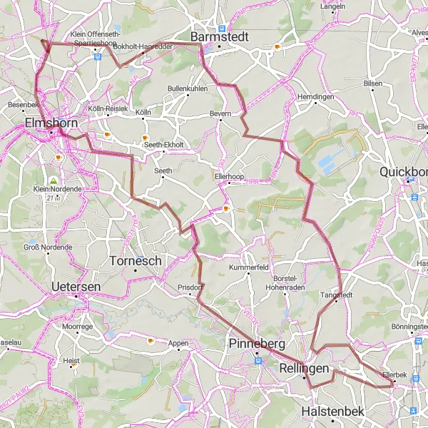 Karten-Miniaturansicht der Radinspiration "Gravel Tour nach Pinneberg und Elmshorn" in Hamburg, Germany. Erstellt vom Tarmacs.app-Routenplaner für Radtouren