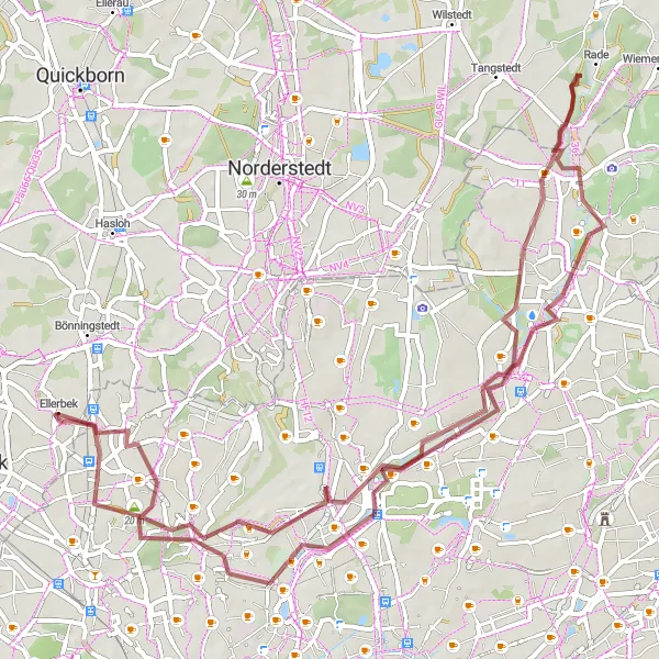 Karten-Miniaturansicht der Radinspiration "Gravel-Tour nach Alsterdorf und Wellingsbüttel" in Hamburg, Germany. Erstellt vom Tarmacs.app-Routenplaner für Radtouren