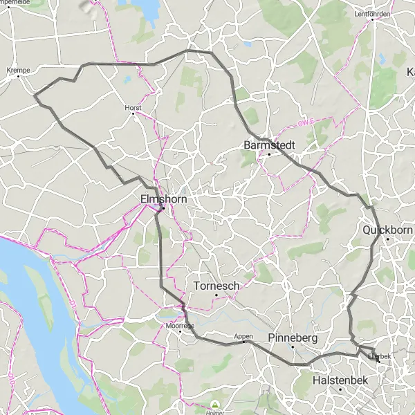 Map miniature of "Rellingen Scenic Route" cycling inspiration in Hamburg, Germany. Generated by Tarmacs.app cycling route planner