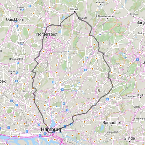 Karten-Miniaturansicht der Radinspiration "Rundtour durch Miniatur Wunderland" in Hamburg, Germany. Erstellt vom Tarmacs.app-Routenplaner für Radtouren