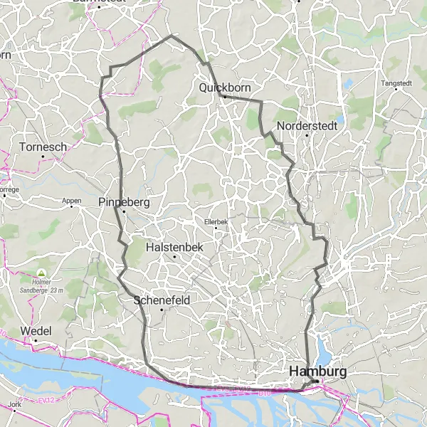 Map miniature of "Altona to Chilehaus Hamburg Scenic Road Cycling Tour" cycling inspiration in Hamburg, Germany. Generated by Tarmacs.app cycling route planner
