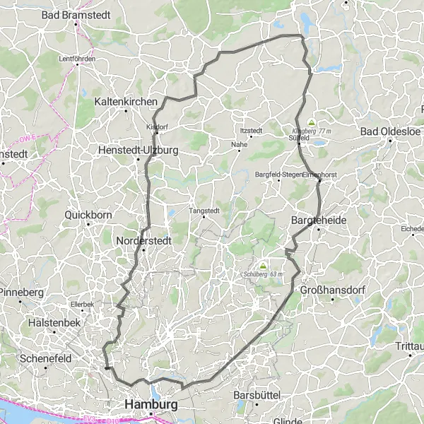 Map miniature of "The Hamburg Countryside Road" cycling inspiration in Hamburg, Germany. Generated by Tarmacs.app cycling route planner
