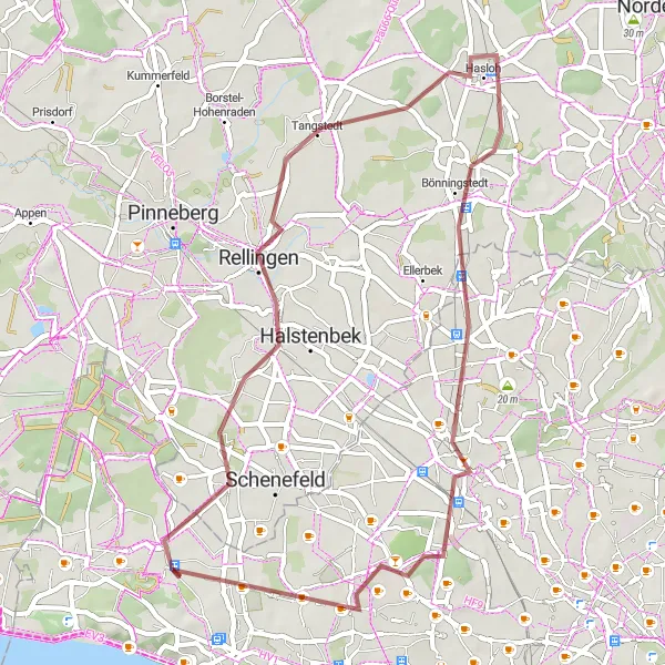 Map miniature of "The Rural Gravel Adventure" cycling inspiration in Hamburg, Germany. Generated by Tarmacs.app cycling route planner
