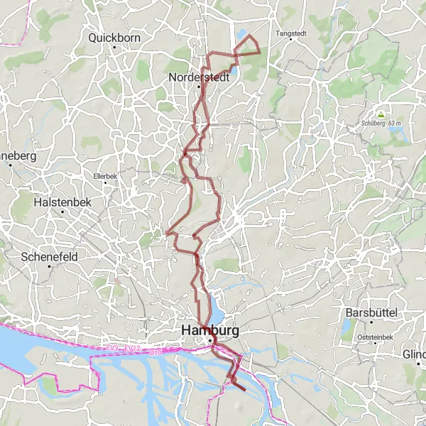 Karten-Miniaturansicht der Radinspiration "Gravel Adventure to Wilstedt" in Hamburg, Germany. Erstellt vom Tarmacs.app-Routenplaner für Radtouren