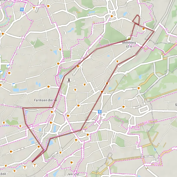 Map miniature of "Rahlstedt Circuit" cycling inspiration in Hamburg, Germany. Generated by Tarmacs.app cycling route planner