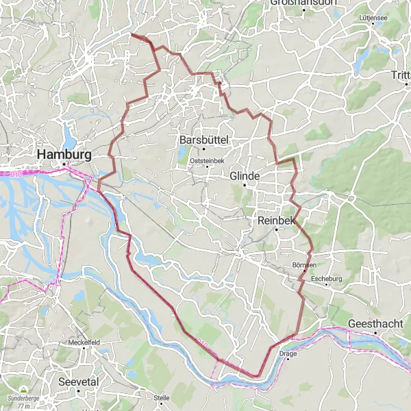 Map miniature of "Glimpses of Nature and History" cycling inspiration in Hamburg, Germany. Generated by Tarmacs.app cycling route planner