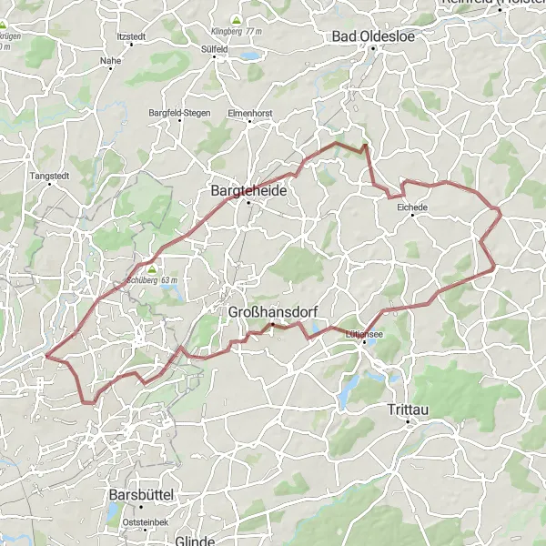 Karten-Miniaturansicht der Radinspiration "Rundtour von Wellingsbüttel nach Großhansdorf und Farmsen-Berne" in Hamburg, Germany. Erstellt vom Tarmacs.app-Routenplaner für Radtouren