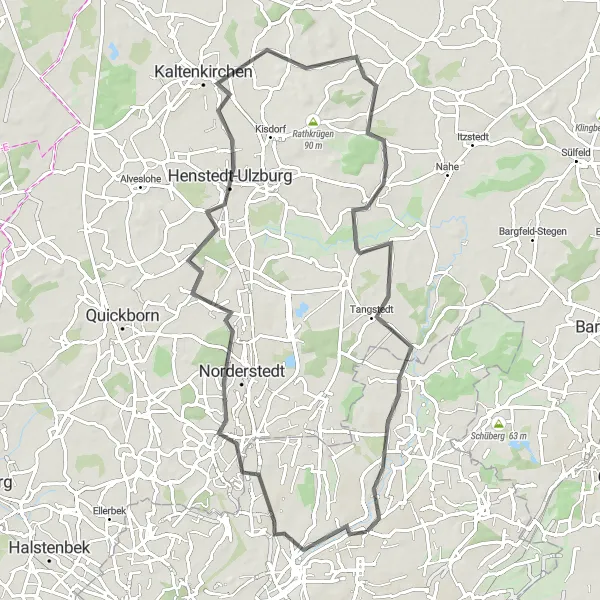 Map miniature of "Wellingsbüttel to Lemsahl-Mellingstedt Road Ride" cycling inspiration in Hamburg, Germany. Generated by Tarmacs.app cycling route planner