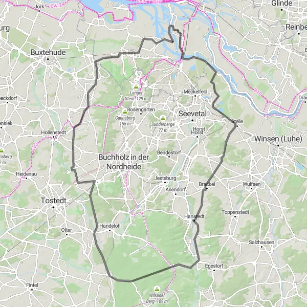 Map miniature of "Challenging Road Climb - Neuland to Altenwerder" cycling inspiration in Hamburg, Germany. Generated by Tarmacs.app cycling route planner