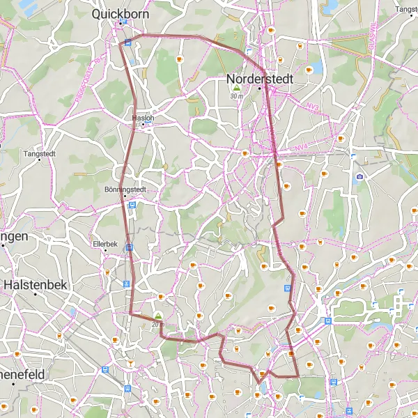 Karten-Miniaturansicht der Radinspiration "Gemütliche Gravel-Tour durch die Umgebung von Winterhude" in Hamburg, Germany. Erstellt vom Tarmacs.app-Routenplaner für Radtouren