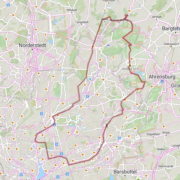 Map miniature of "The Rural Escape" cycling inspiration in Hamburg, Germany. Generated by Tarmacs.app cycling route planner