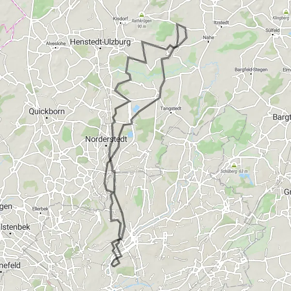 Map miniature of "Winterhude and Beyond" cycling inspiration in Hamburg, Germany. Generated by Tarmacs.app cycling route planner