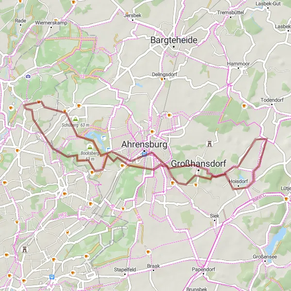 Map miniature of "Großhansdorf Adventure" cycling inspiration in Hamburg, Germany. Generated by Tarmacs.app cycling route planner