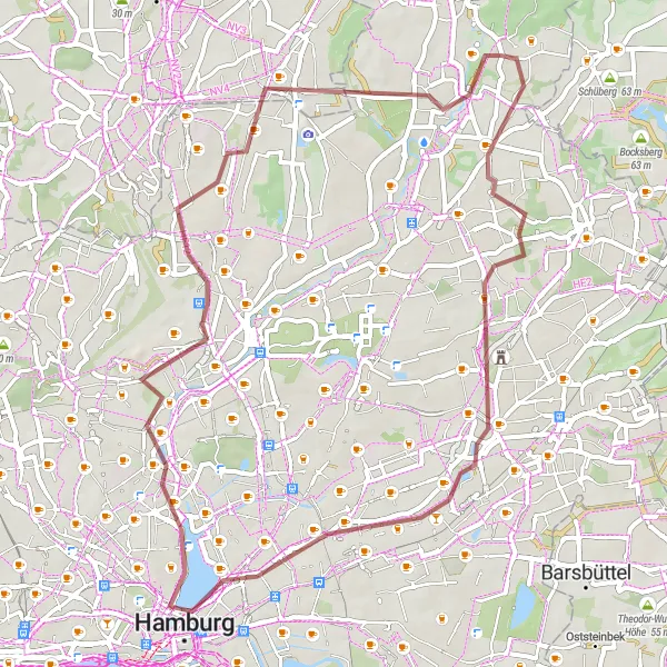 Map miniature of "Gravel Adventure around Wohldorf-Ohlstedt" cycling inspiration in Hamburg, Germany. Generated by Tarmacs.app cycling route planner