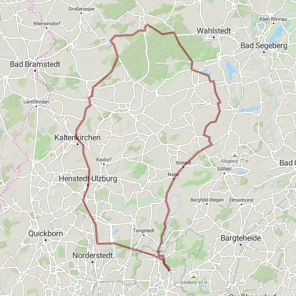 Map miniature of "Scenic Gravel Ride" cycling inspiration in Hamburg, Germany. Generated by Tarmacs.app cycling route planner