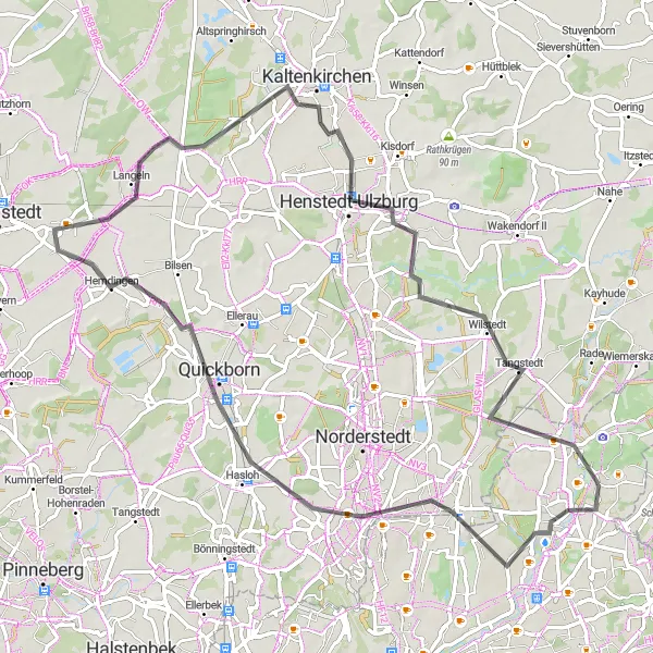 Karten-Miniaturansicht der Radinspiration "Rund um Kaltenkirchen" in Hamburg, Germany. Erstellt vom Tarmacs.app-Routenplaner für Radtouren