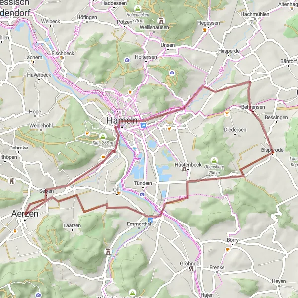 Karten-Miniaturansicht der Radinspiration "Rundtour um Aerzen" in Hannover, Germany. Erstellt vom Tarmacs.app-Routenplaner für Radtouren