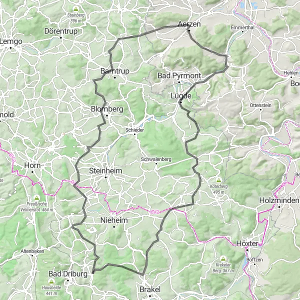 Karten-Miniaturansicht der Radinspiration "Rundfahrt durch das Extertal" in Hannover, Germany. Erstellt vom Tarmacs.app-Routenplaner für Radtouren