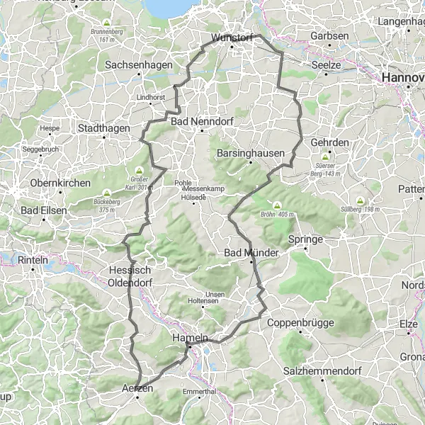 Karten-Miniaturansicht der Radinspiration "Hannover - Weserbergland Rundfahrt" in Hannover, Germany. Erstellt vom Tarmacs.app-Routenplaner für Radtouren