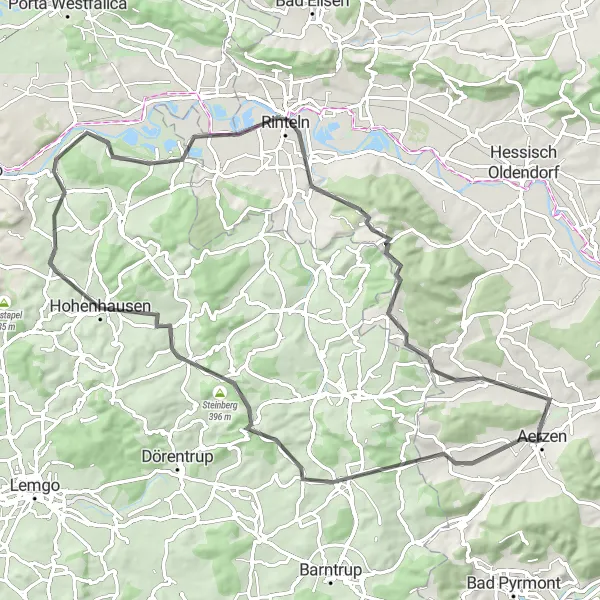 Map miniature of "Hills and Castles" cycling inspiration in Hannover, Germany. Generated by Tarmacs.app cycling route planner