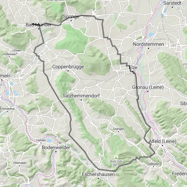 Karten-Miniaturansicht der Radinspiration "Alfeld - Bad Münder - Alfeld" in Hannover, Germany. Erstellt vom Tarmacs.app-Routenplaner für Radtouren