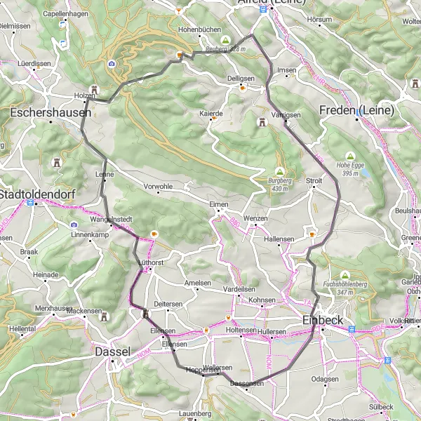 Karten-Miniaturansicht der Radinspiration "Idyllische Wege entlang der Weser" in Hannover, Germany. Erstellt vom Tarmacs.app-Routenplaner für Radtouren
