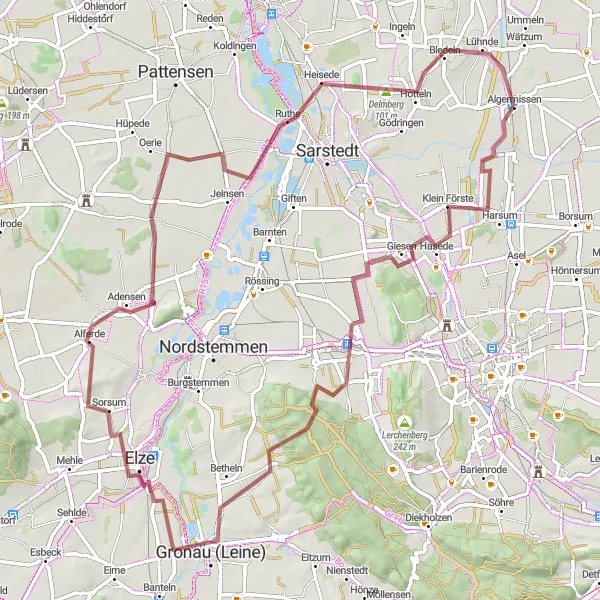 Map miniature of "Gravel Adventure" cycling inspiration in Hannover, Germany. Generated by Tarmacs.app cycling route planner