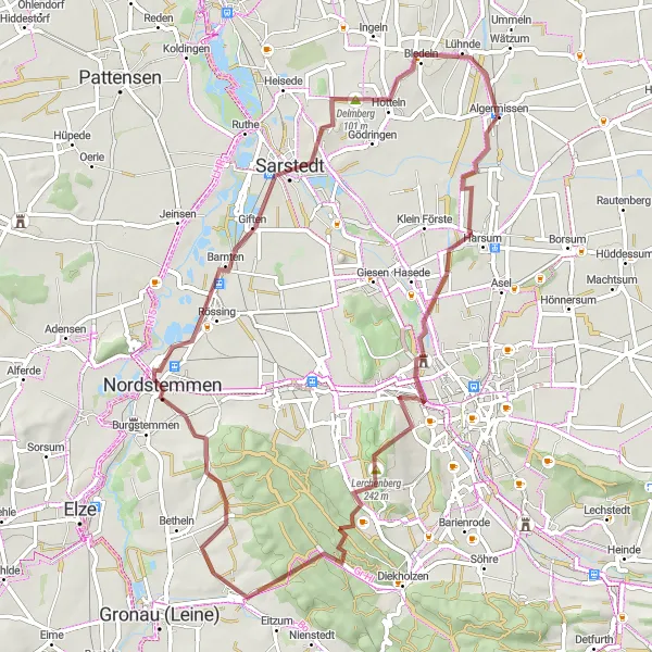 Map miniature of "Harsum Adventure" cycling inspiration in Hannover, Germany. Generated by Tarmacs.app cycling route planner