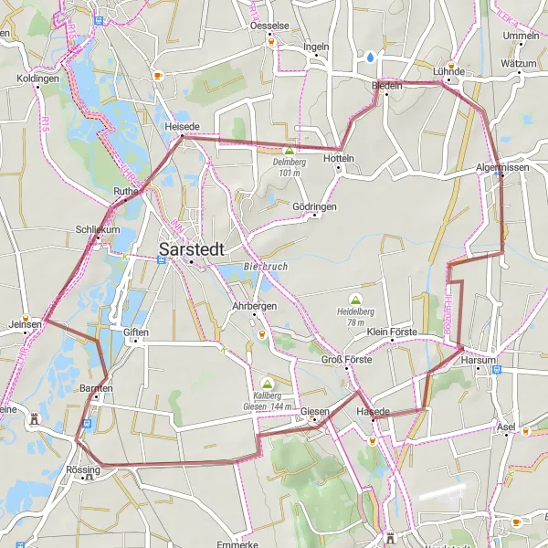 Map miniature of "Harsum to Lühnde Adventure" cycling inspiration in Hannover, Germany. Generated by Tarmacs.app cycling route planner