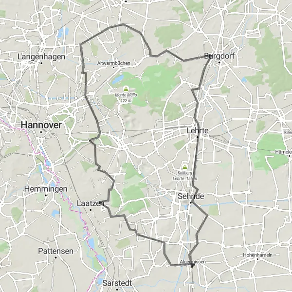 Map miniature of "Hannover Hidden Gems" cycling inspiration in Hannover, Germany. Generated by Tarmacs.app cycling route planner