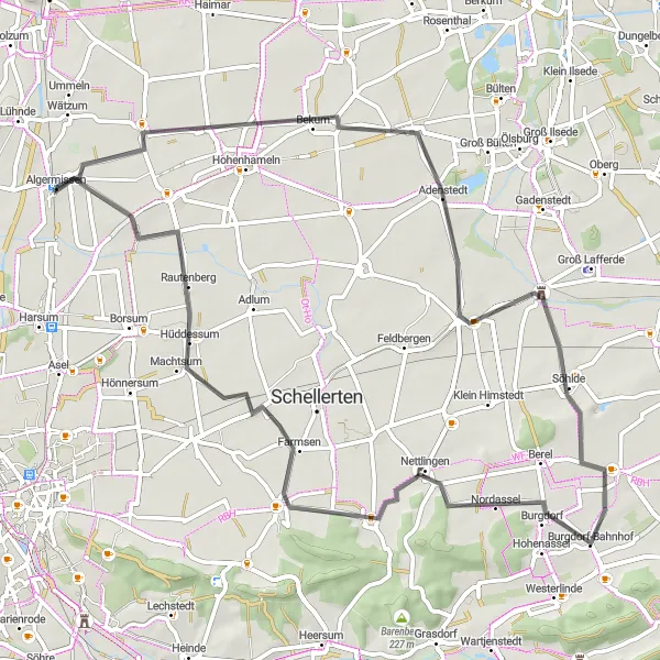 Karten-Miniaturansicht der Radinspiration "Hügellandschaften und malerische Dörfer" in Hannover, Germany. Erstellt vom Tarmacs.app-Routenplaner für Radtouren